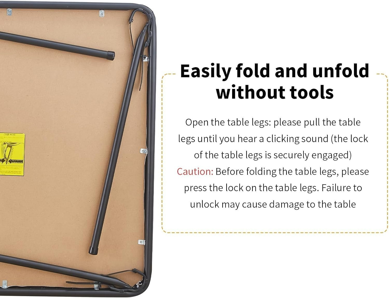 Compact Folding Square Table - Portable, Lightweight, Indoor Outdoor Use