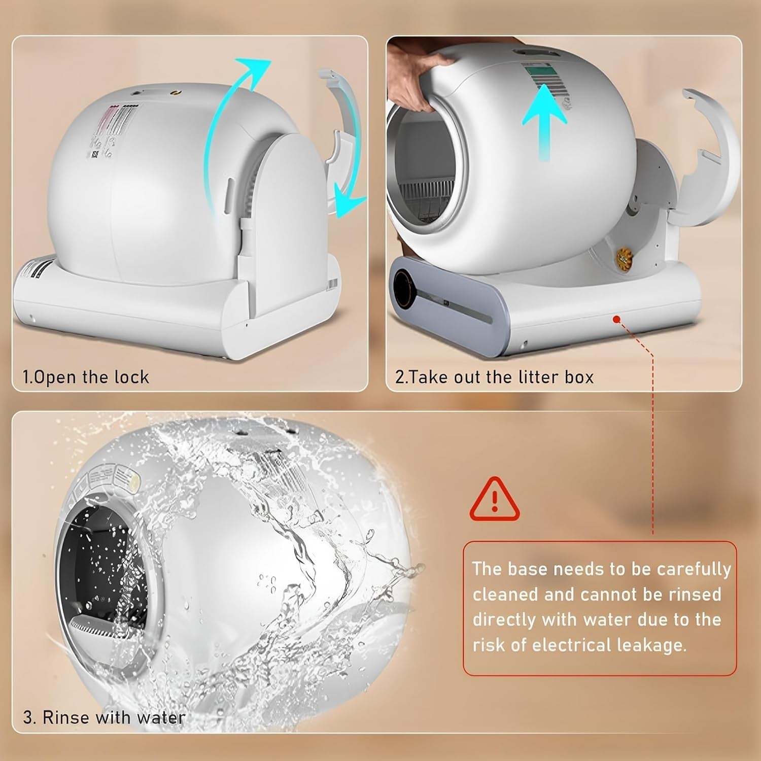 Self Cleaning Cat Litter Tray Automatic App Control Odour Free 65L