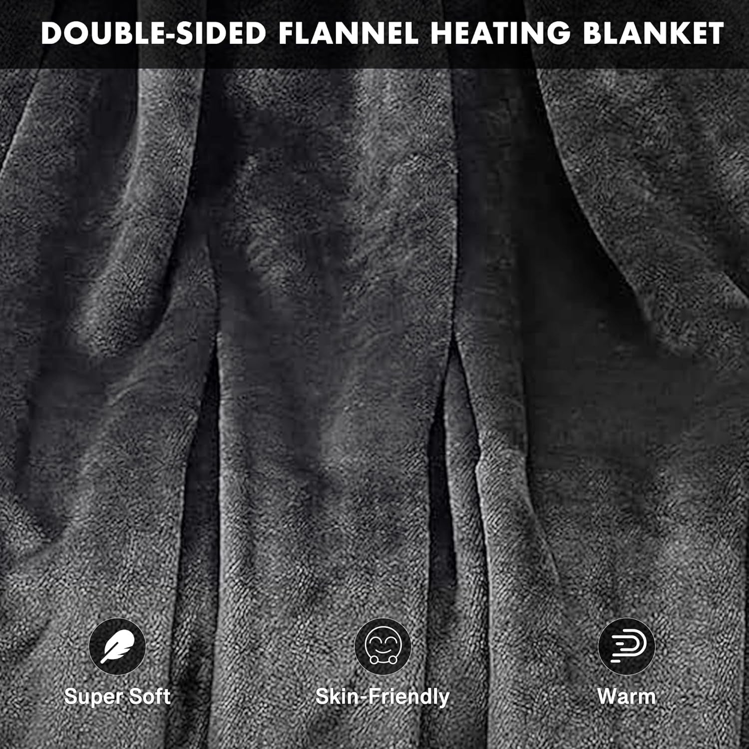 Electric Heated Throw Blanket Fleece 9 Heat Settings Auto Shut Off Timer
