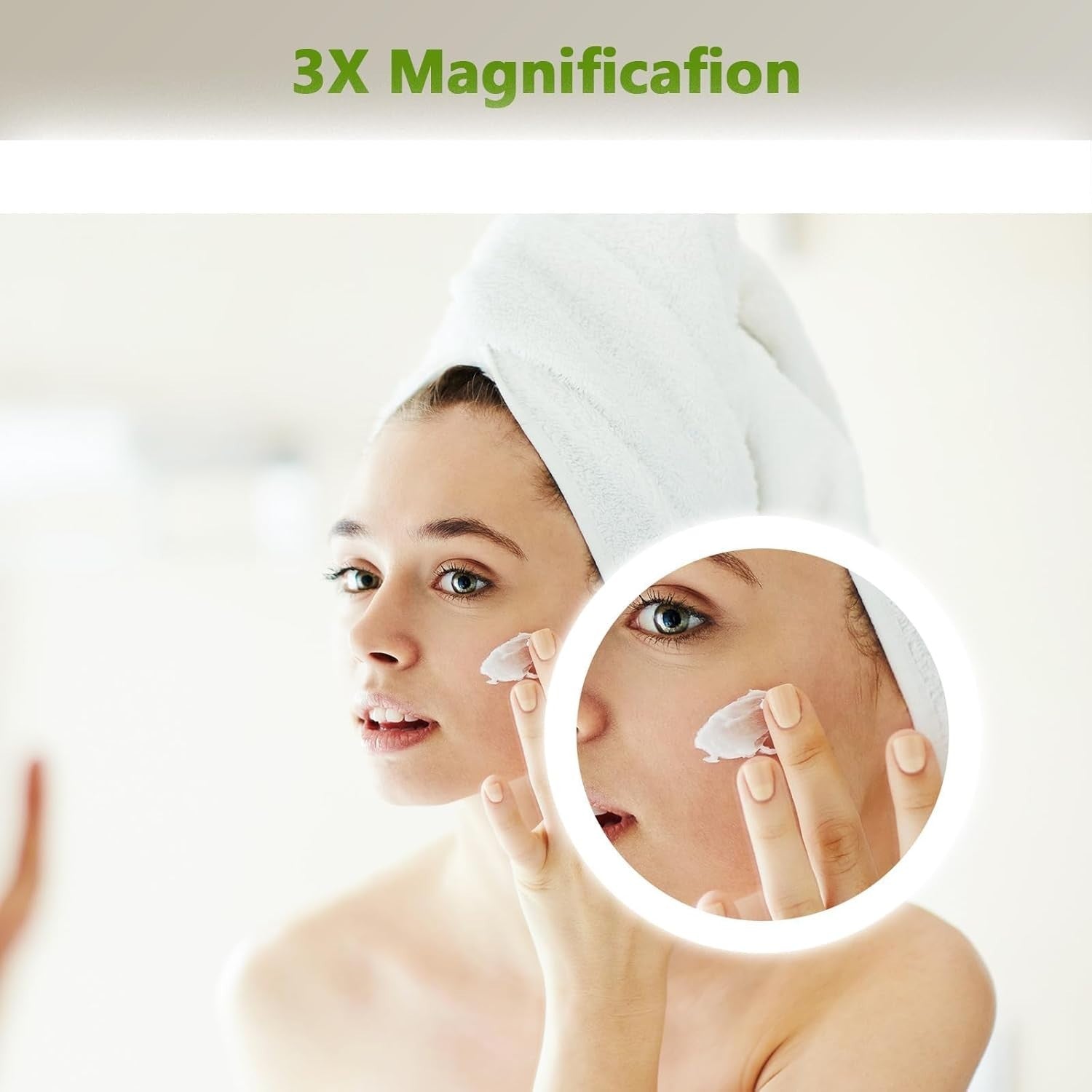 LED Bathroom Vanity Mirror 70x50cm Bluetooth Anti-Fog 3x Magnification