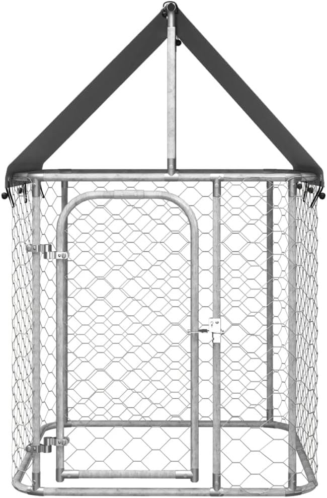 Small Outdoor Dog Kennel 100x100x150cm – Steel Frame + Roof Shelter + Lock