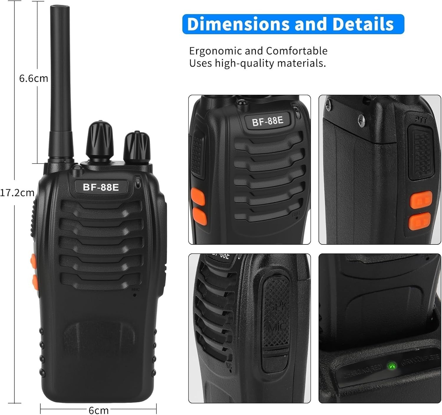 Long Range Walkie Talkies 16CH Rechargeable VOX w Earpieces 2 Pack