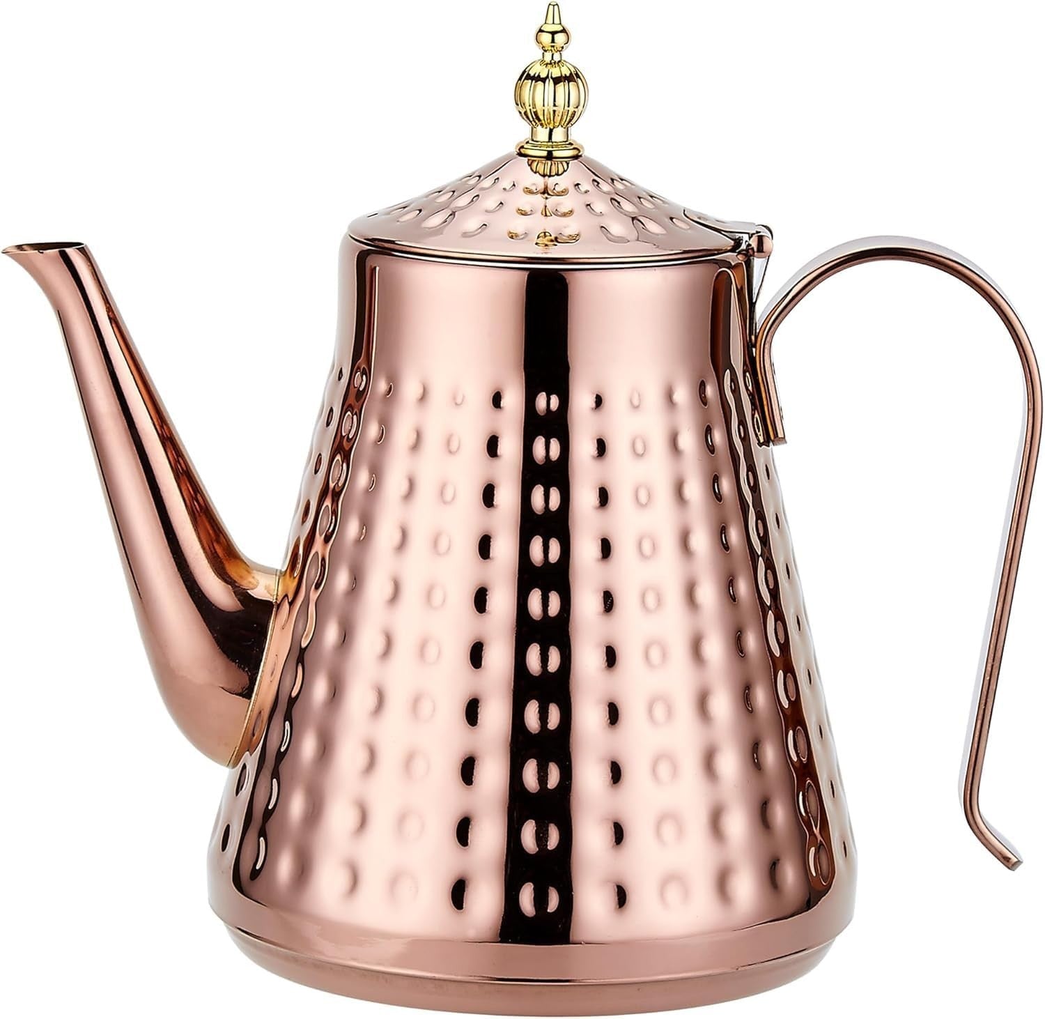 Copper Stainless Steel Teapot 54oz 1.6L w/ Infuser Hammered Finish