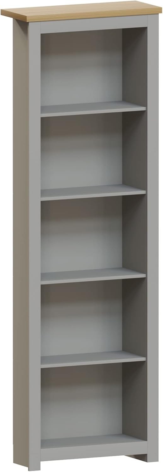 5 Tier Grey Oak Ladder Bookcase – Tall Modern Display Storage Shelf Unit 175cm