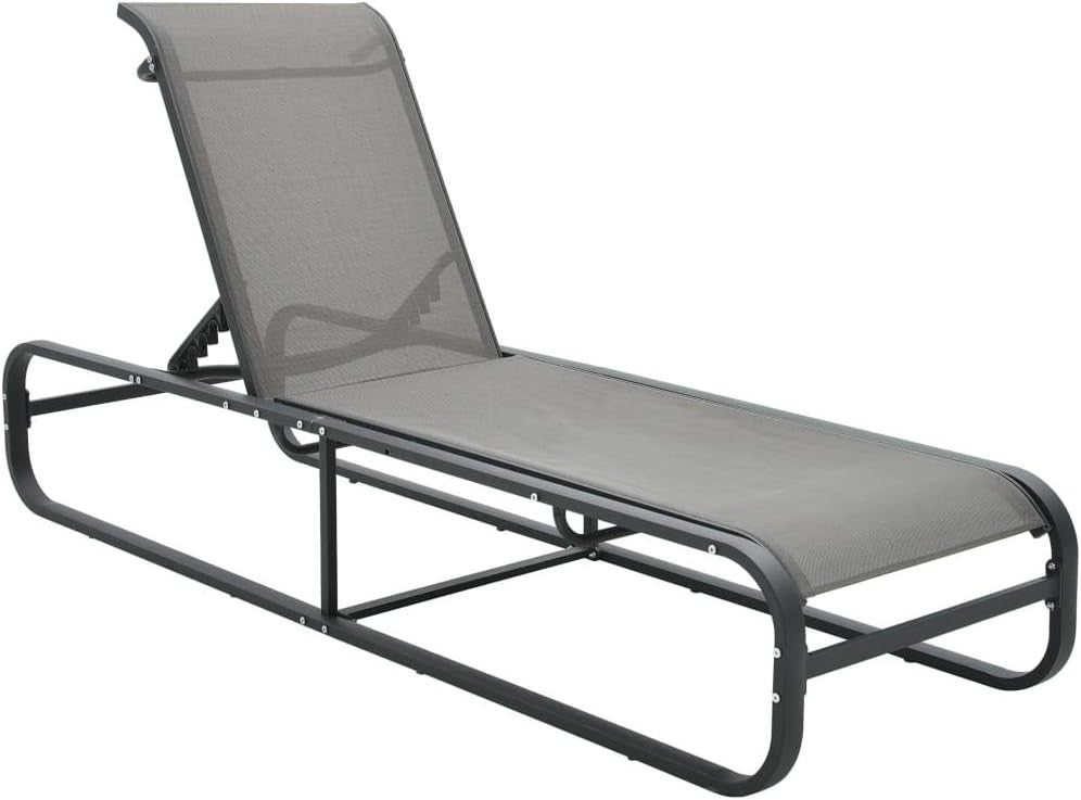 Adjustable Outdoor Sun Lounger Recliner with Water-Resistant Textilene & Durable