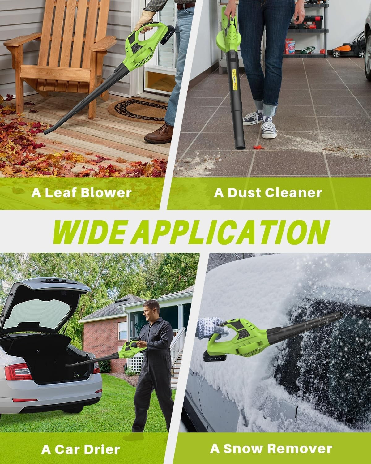 Cordless Leaf Blower 20V 130MPH Lightweight Handheld Garden Cleaner