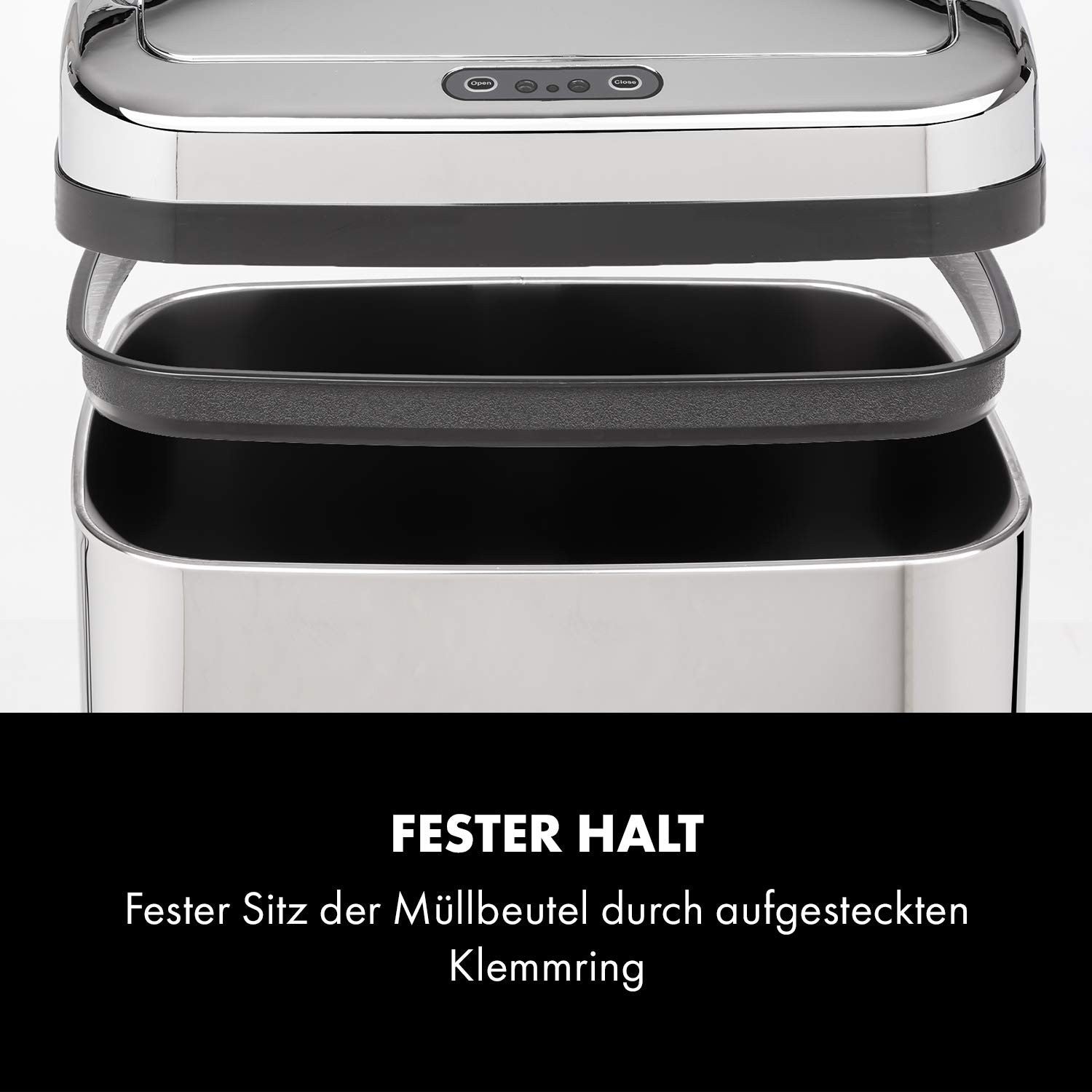 30L Motion Sensor Kitchen Bin Chrome Touchless Soft Close