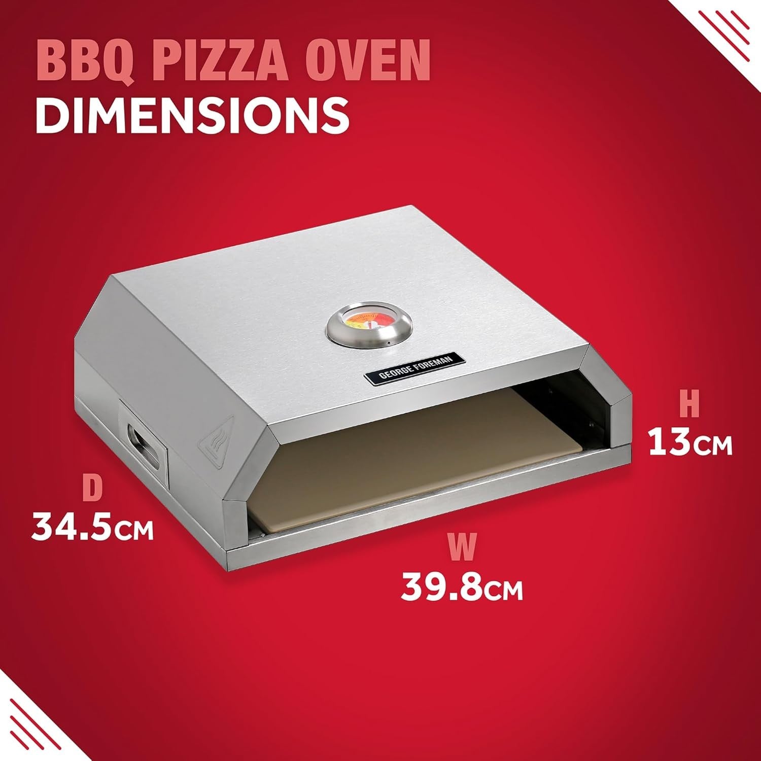 12" BBQ Pizza Oven Grill Top With Paddle & Stone Stainless Steel Outdoor Cooker