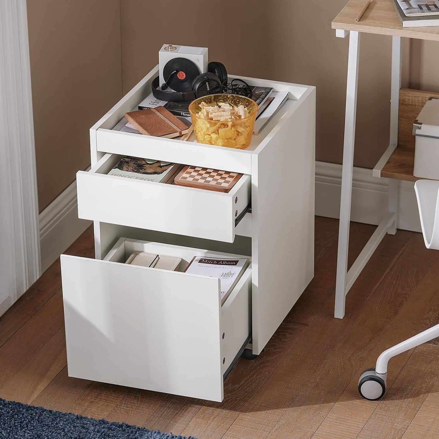 Compact Rolling File Cabinet 2 Drawer Under Desk Storage Unit