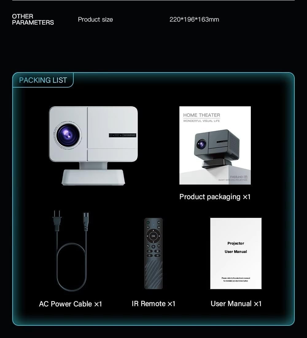 Smart 1080P Projector Android 11 WiFi Bluetooth Auto Focus 4K
