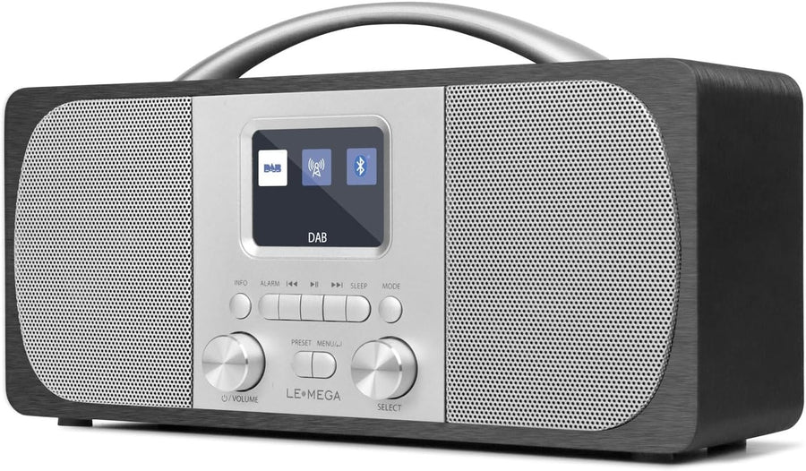 Anthracite DAB DAB+ FM Alarm Clock Bluetooth Stereo Bedside Radio Dual Alarm