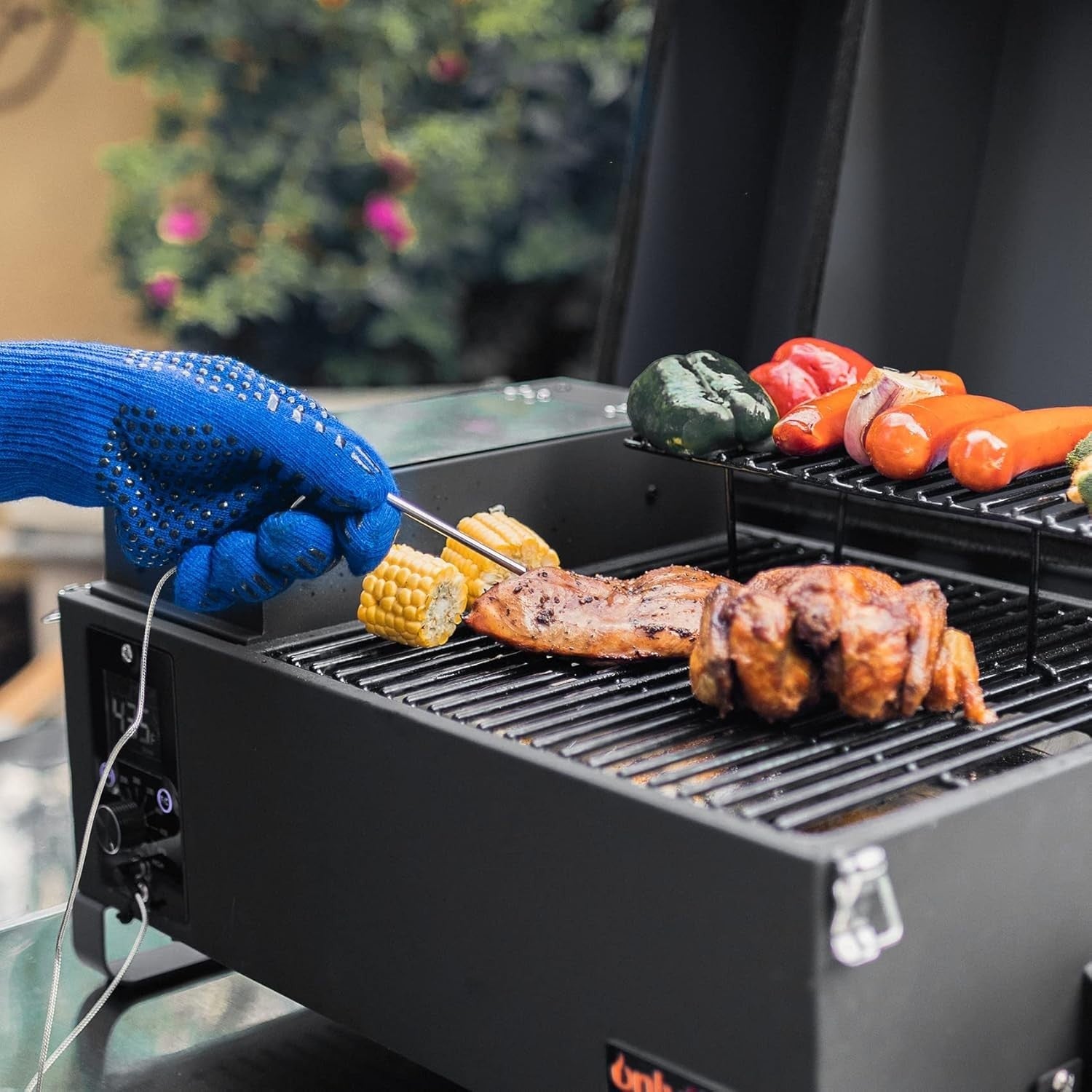 Portable Pellet Smoker BBQ Grill Tabletop 2-Tier Outdoor Cooker Auto Temp