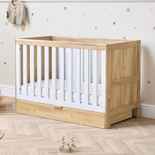 3in1 Mini Cot Bed with Drawer Toddler Sofa Adjustable Height Wooden Frame