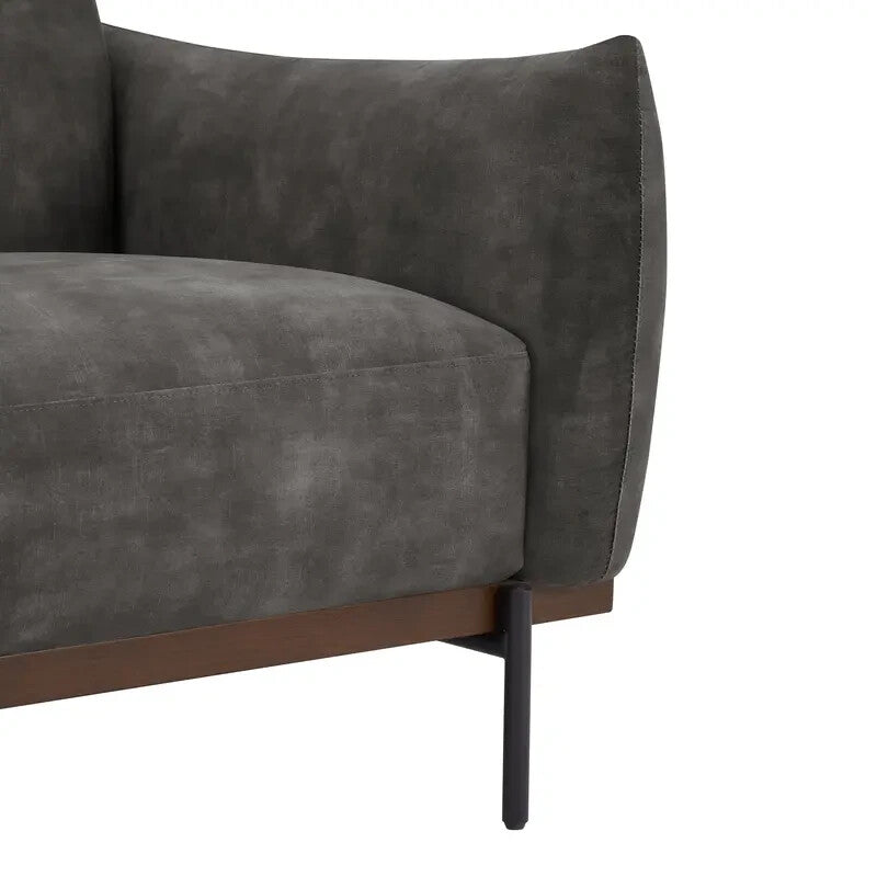 3 Seater Steel Grey Velvet Sofa Modern Deep Seat Distressed Fabric