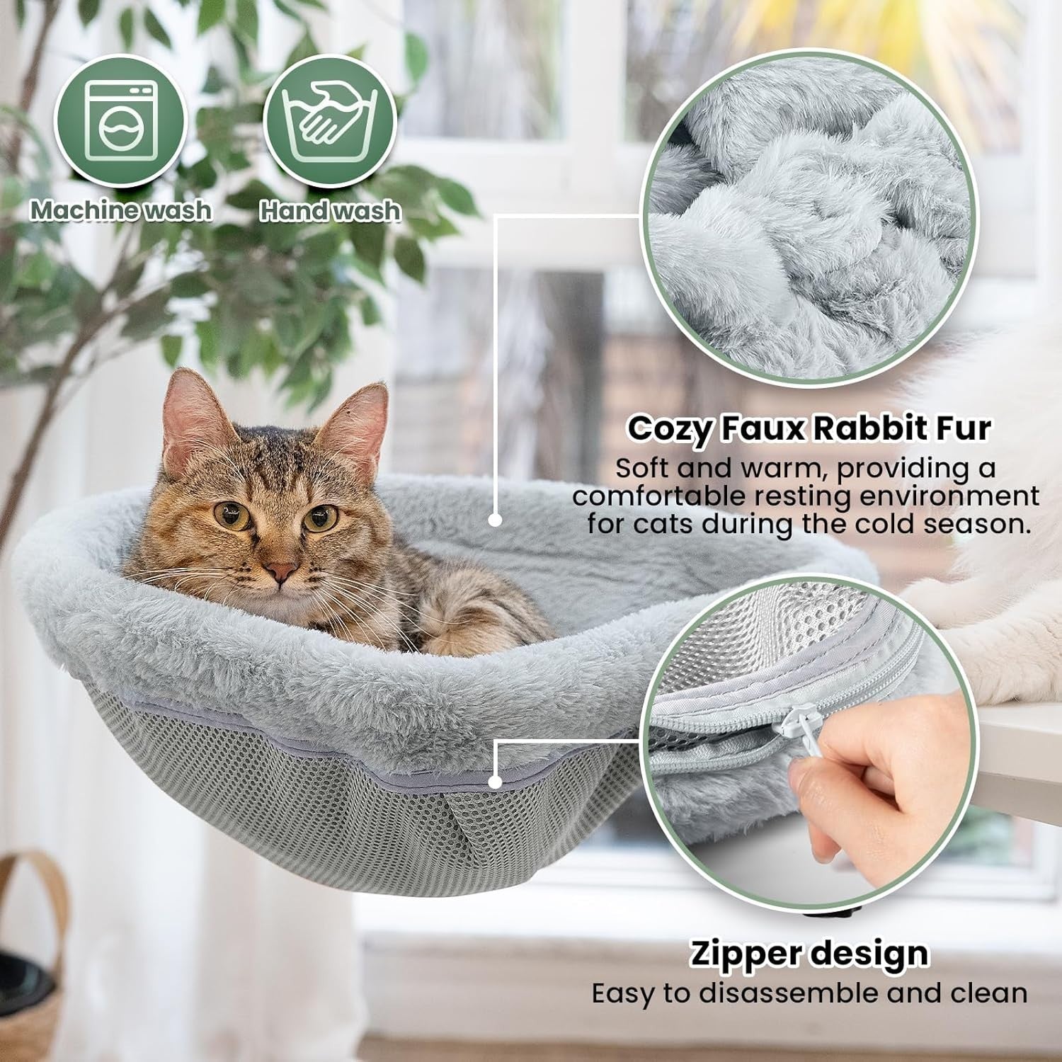 Foldable Desk Cat Bed Space Saving Cat Hammock Faux Fur Perch