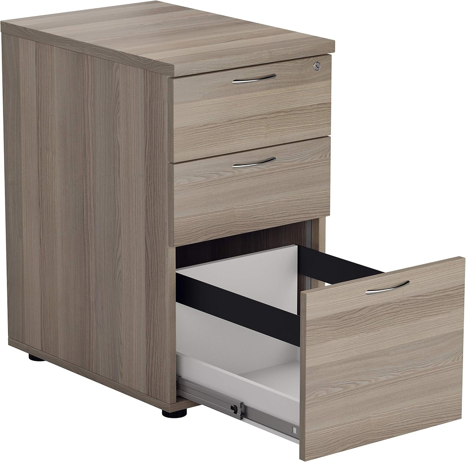 Grey Oak 3 Drawer Lockable Filing Cabinet 40.4x60x73cm