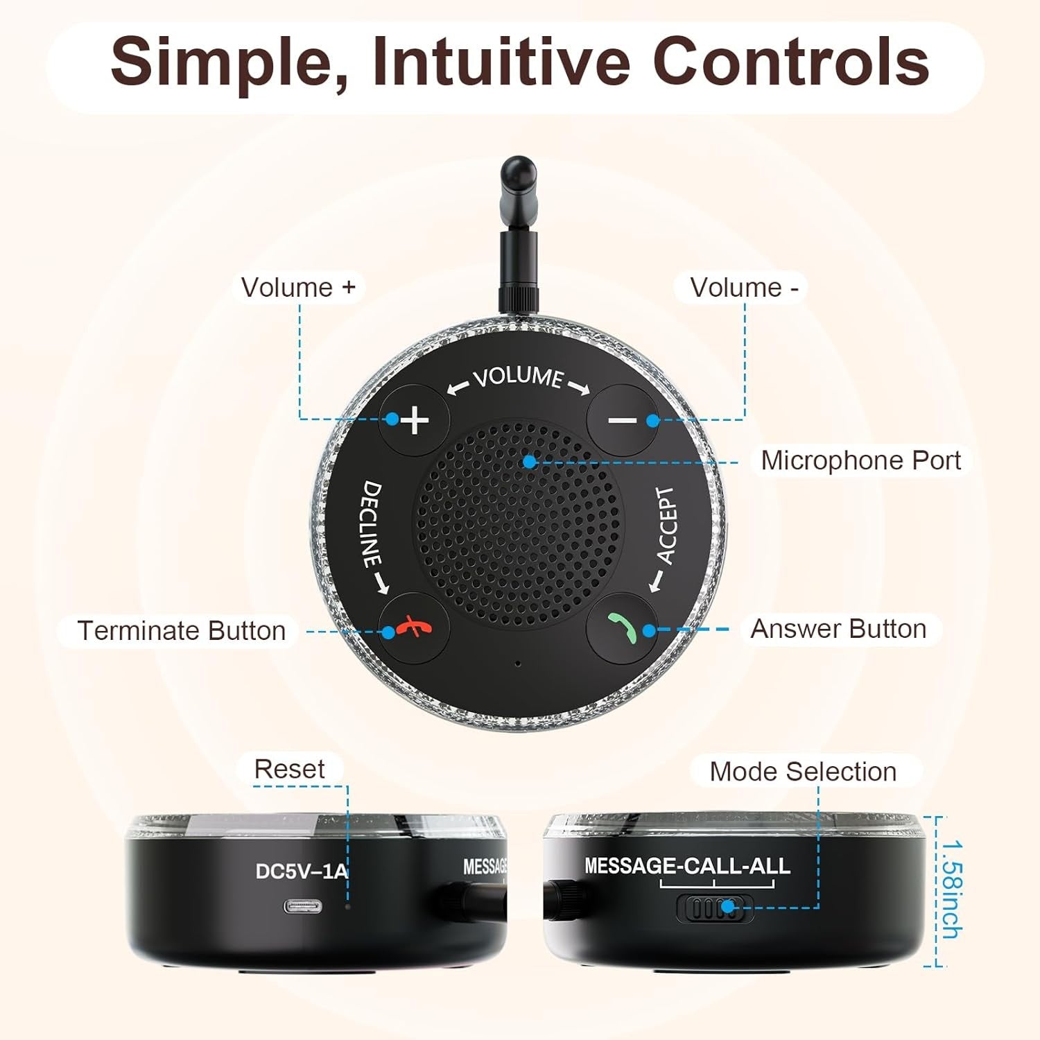 Bluetooth Phone Ringer Amplifier Loud Speaker Flashing Light