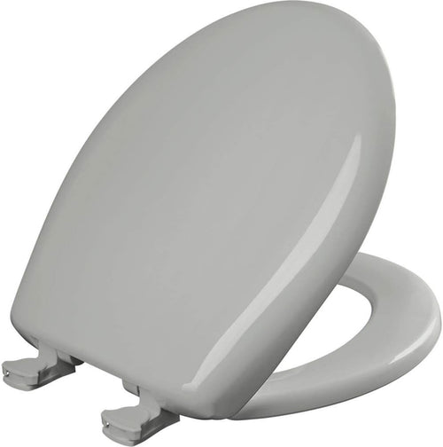 Round Toilet Seat Ice Gray Soft Close Durable Plastic Classic Style