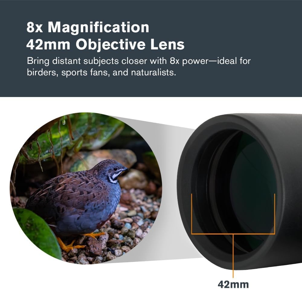 8x42 Binoculars Waterproof Fogproof HD Optics Wide View Outdoor Travel