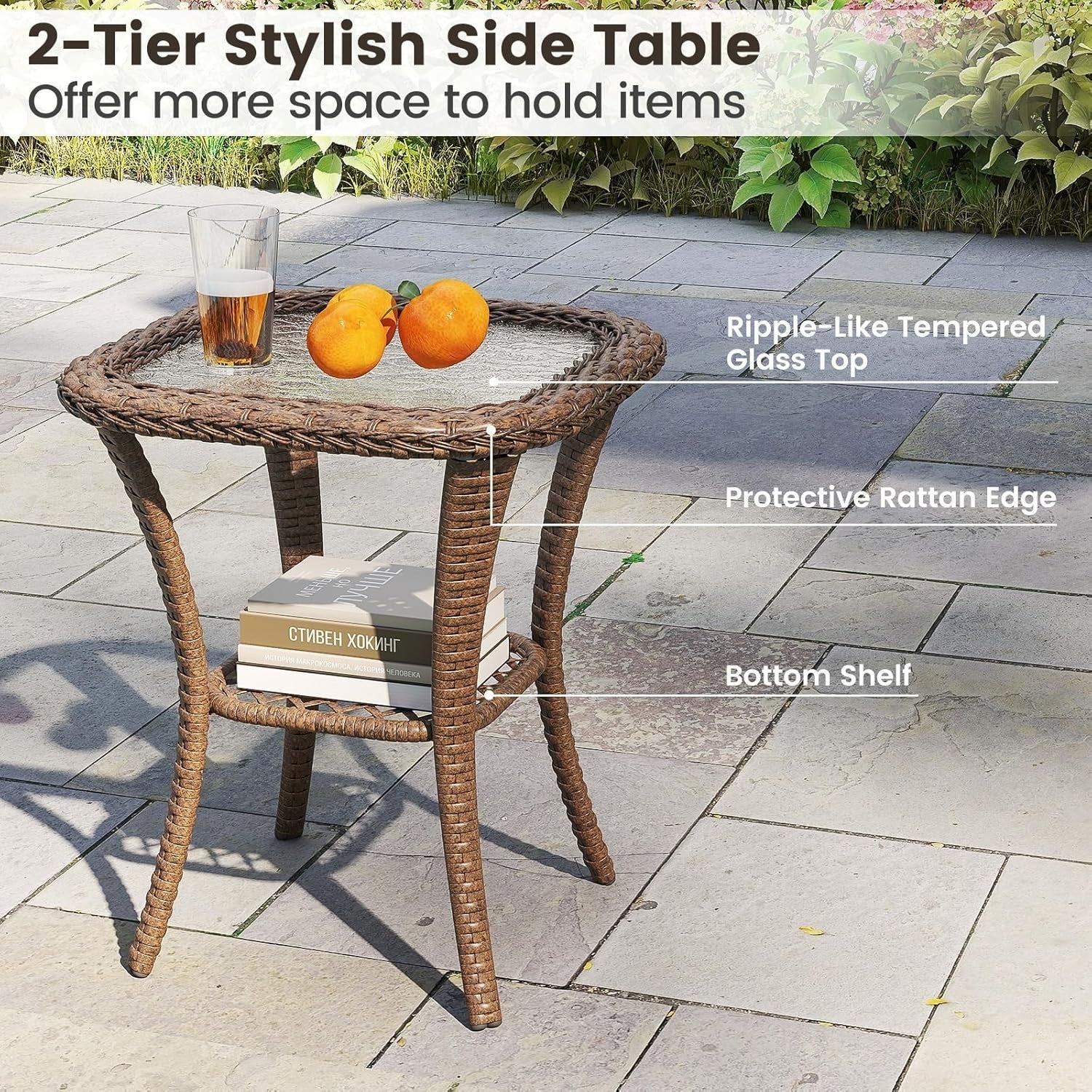 360° Rattan Swivel Rocker Chairs Set w/ Cushions & Table Outdoor Patio