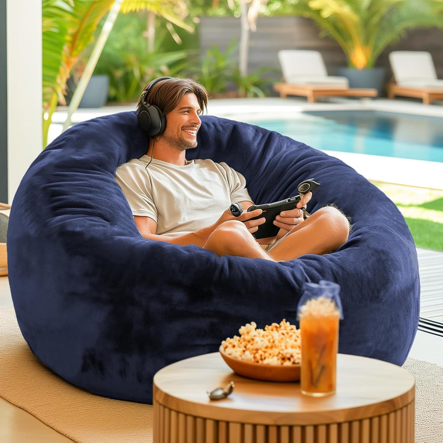 Large 4FT Memory Foam Bean Bag Chair with Removable Cover for Gaming & Relax