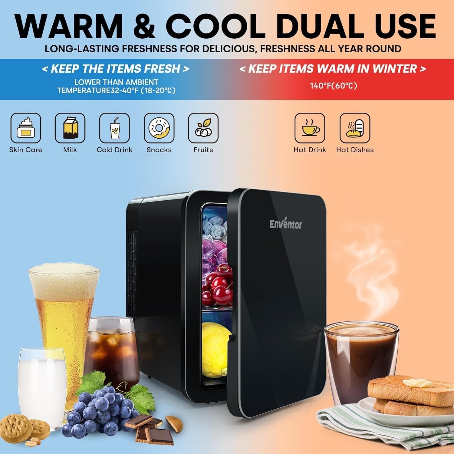 Mini Fridge 4L Portable Cooler & Warmer Compact Countertop Black