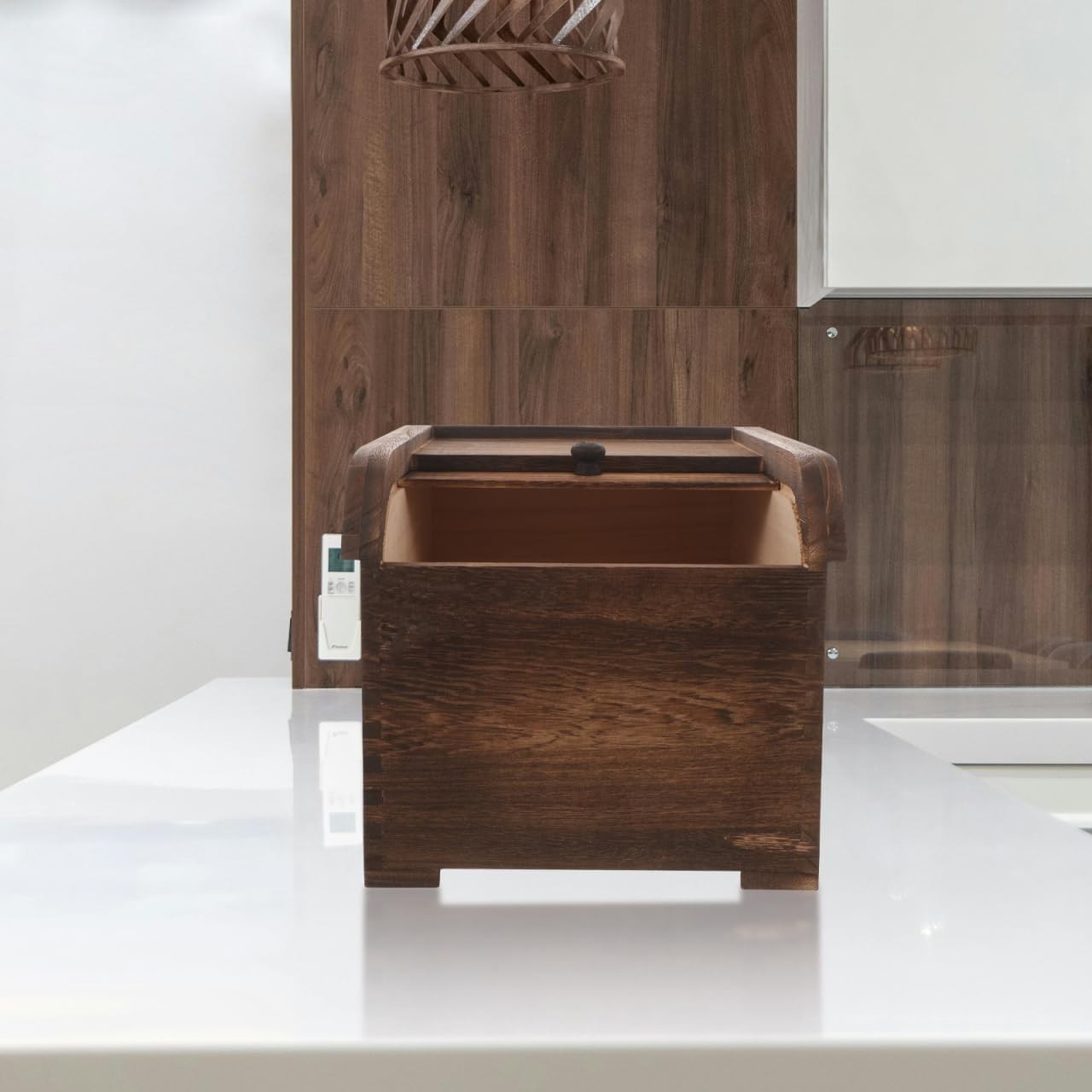 10KG Wooden Rice Storage Box Airtight Sliding Lid