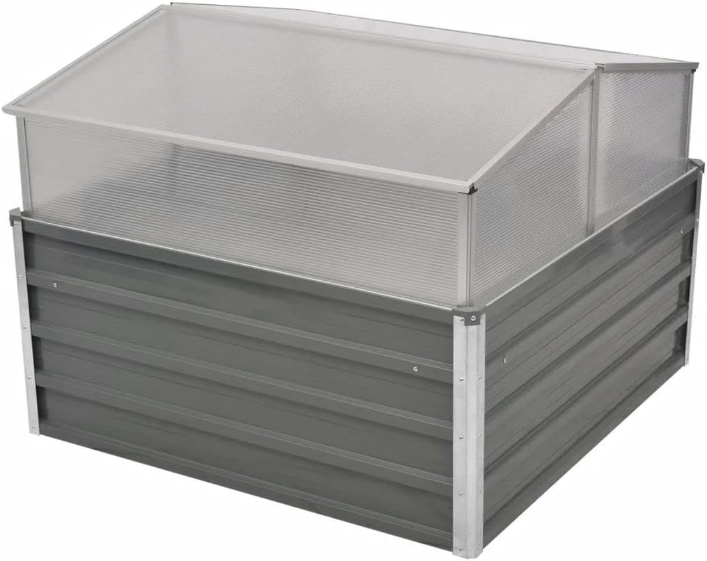 Large Grey Garden Greenhouse with Aluminium Frame & Galvanised Steel Base