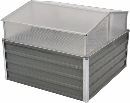 Large Grey Garden Greenhouse with Aluminium Frame & Galvanised Steel Base