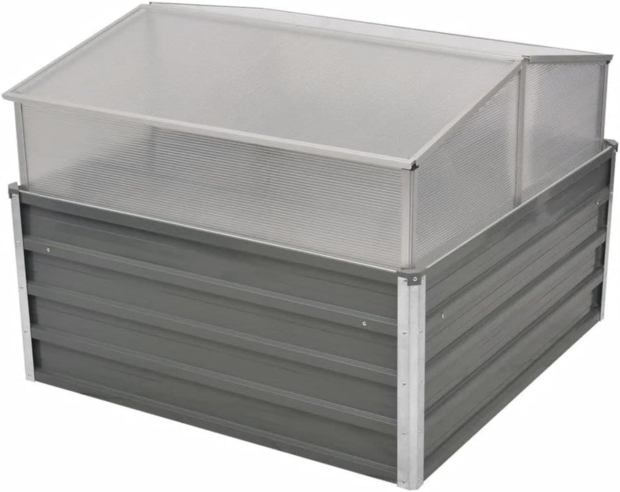 Large Grey Garden Greenhouse with Aluminium Frame & Galvanised Steel Base