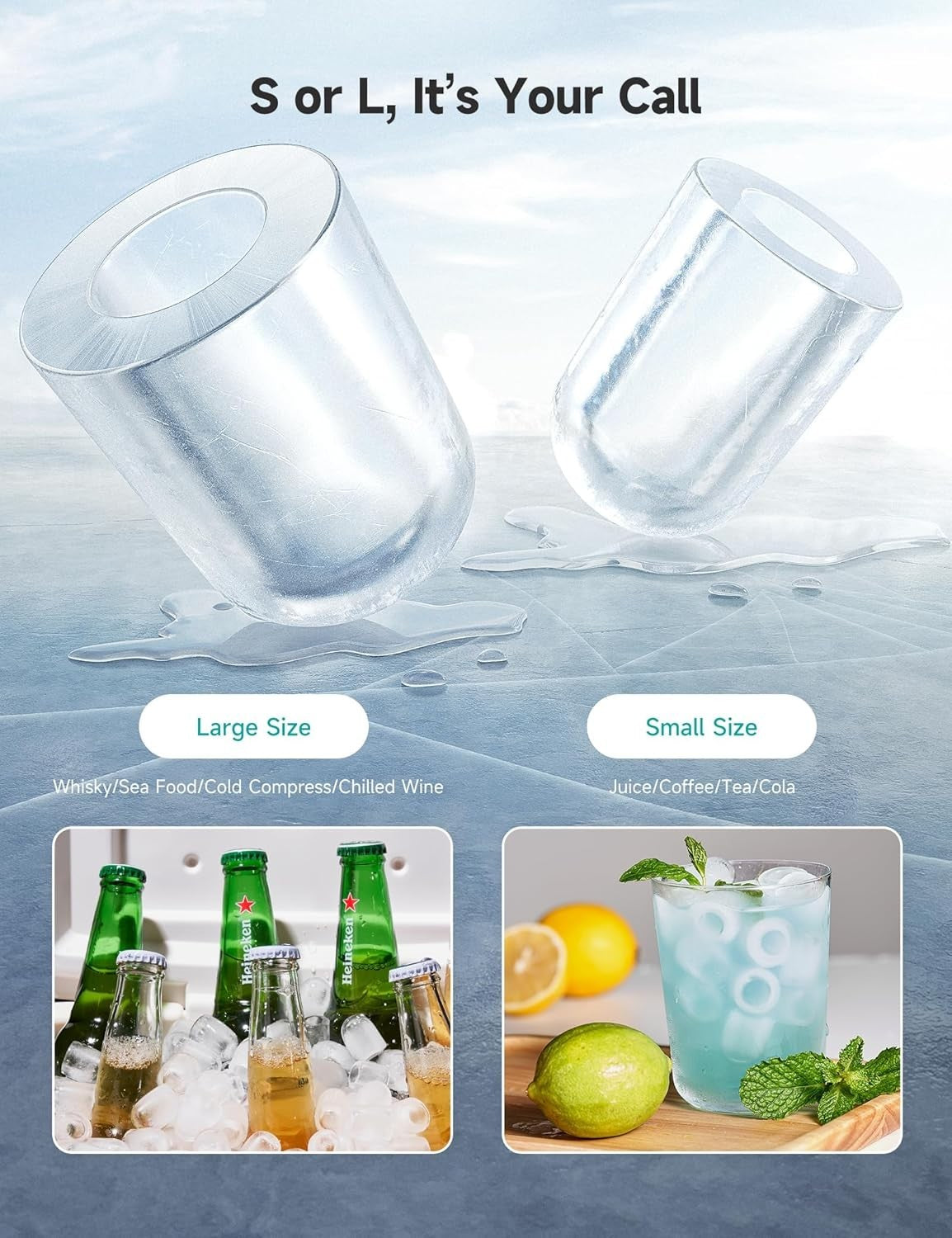 Portable Countertop Ice Maker 12kg Daily Fast Ice 6-Min Self Cleaning Handle