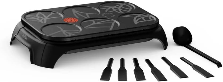 Electric Crepe Maker Non-Stick Pancake Machine 1000W Adjustable Temp Black