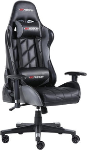 Reclining Gaming Chair Faux Leather Swivel High Back Grey