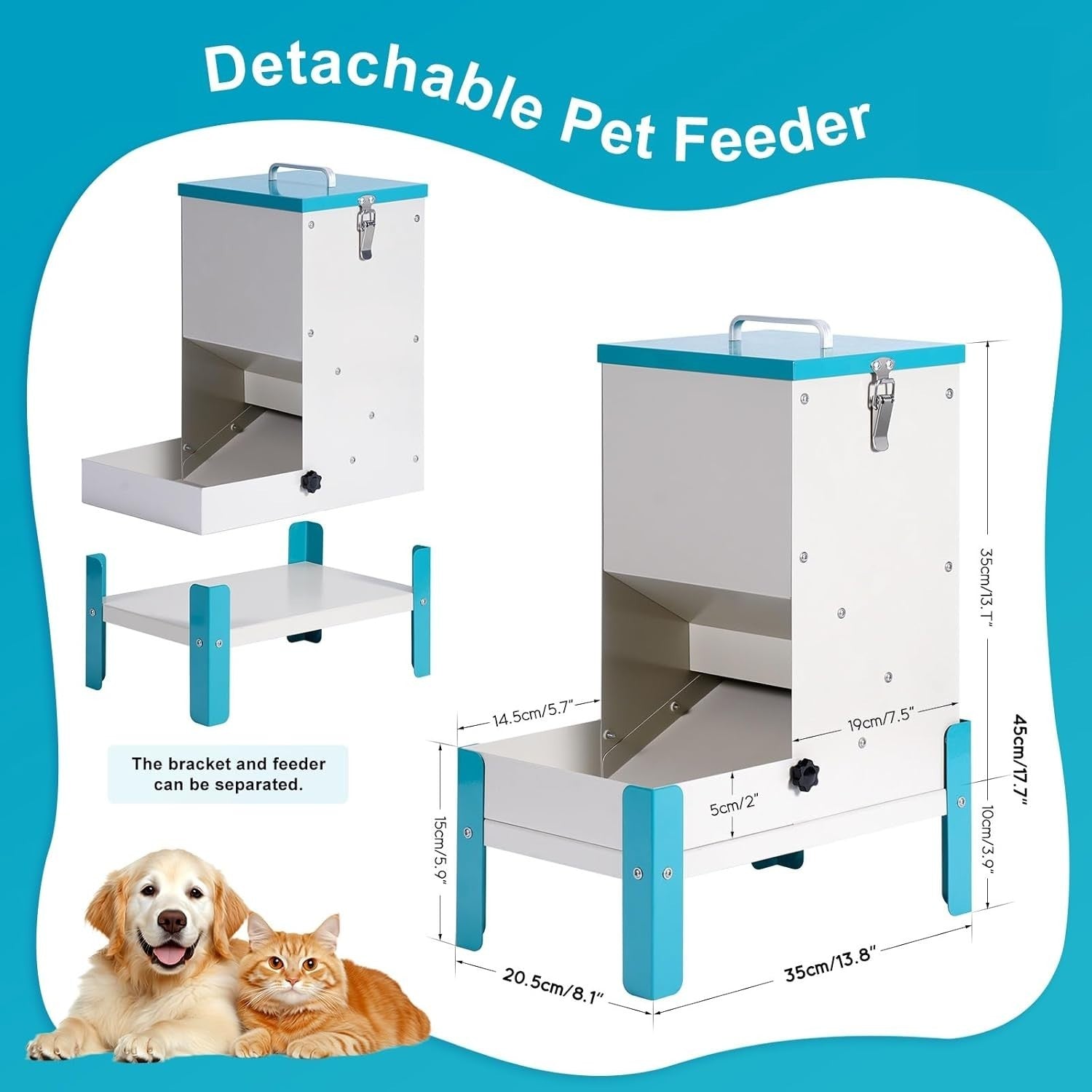 10L Elevated Automatic Pet Feeder Metal Gravity Food Dispenser Bowl