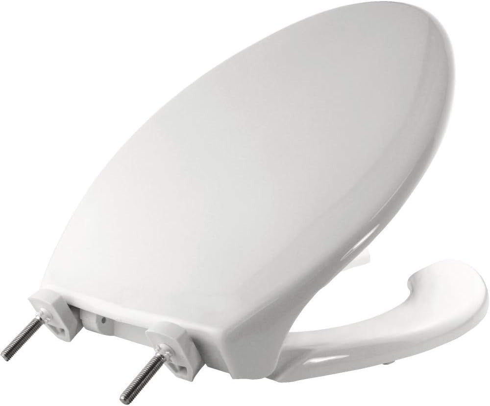 Commercial Elongated Toilet Seat White Heavy-Duty Soft Close Stay-Tite