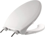 Commercial Elongated Toilet Seat White Heavy-Duty Soft Close Stay-Tite