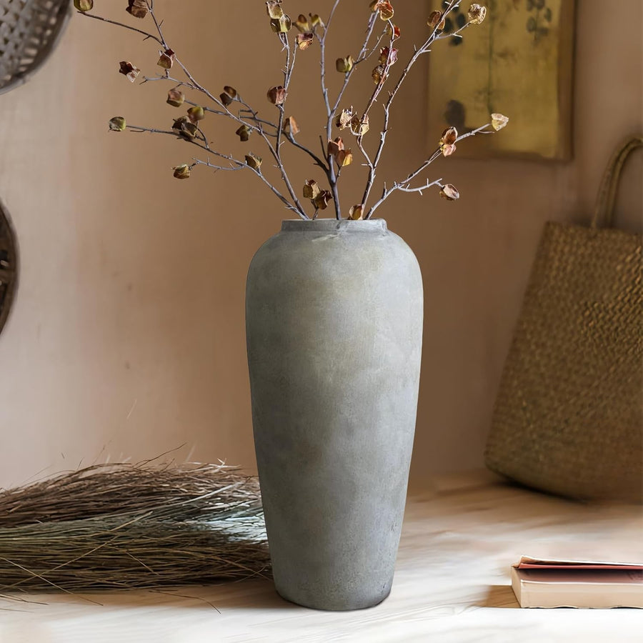 Large Vintage Ceramic Floor Vase 15in Rustic Pottery Home Decor Gift