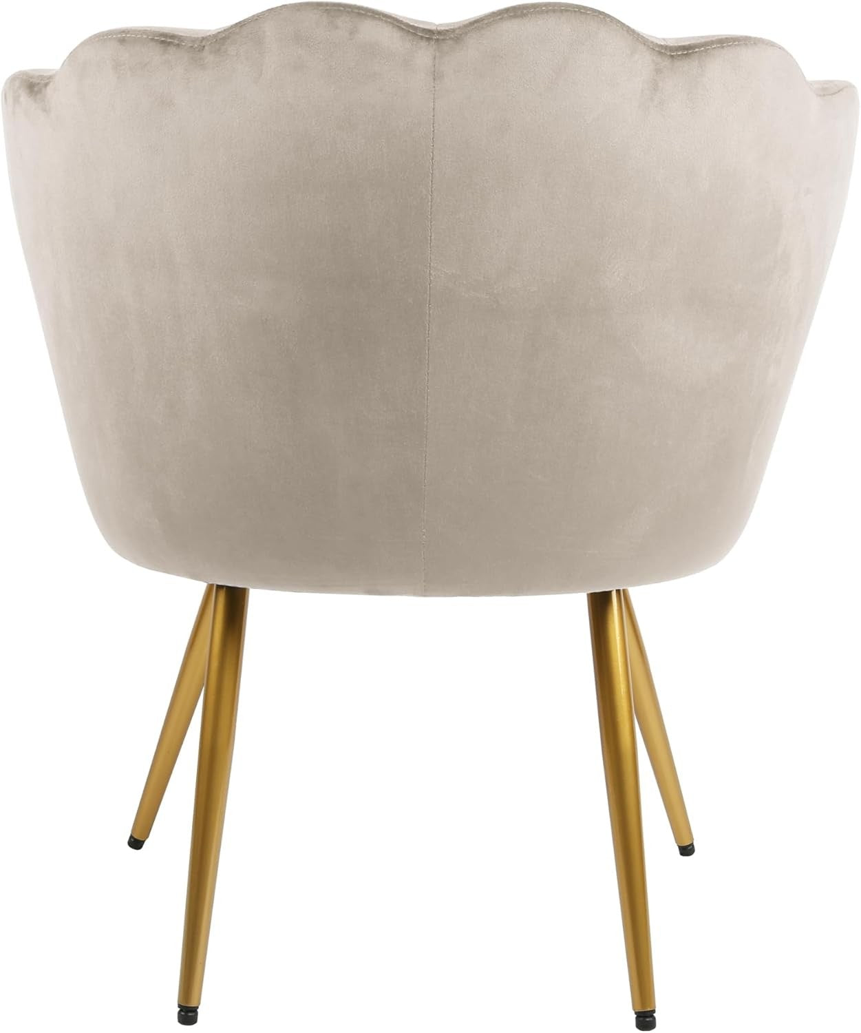 Elegant Taupe Velvet Accent Tub Chair Petal Back Armchair Metal Legs