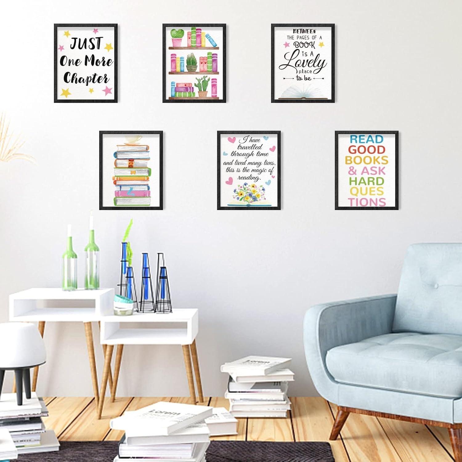 Reading Wall Art Posters Set 9pc 10x8in Classroom Quotes