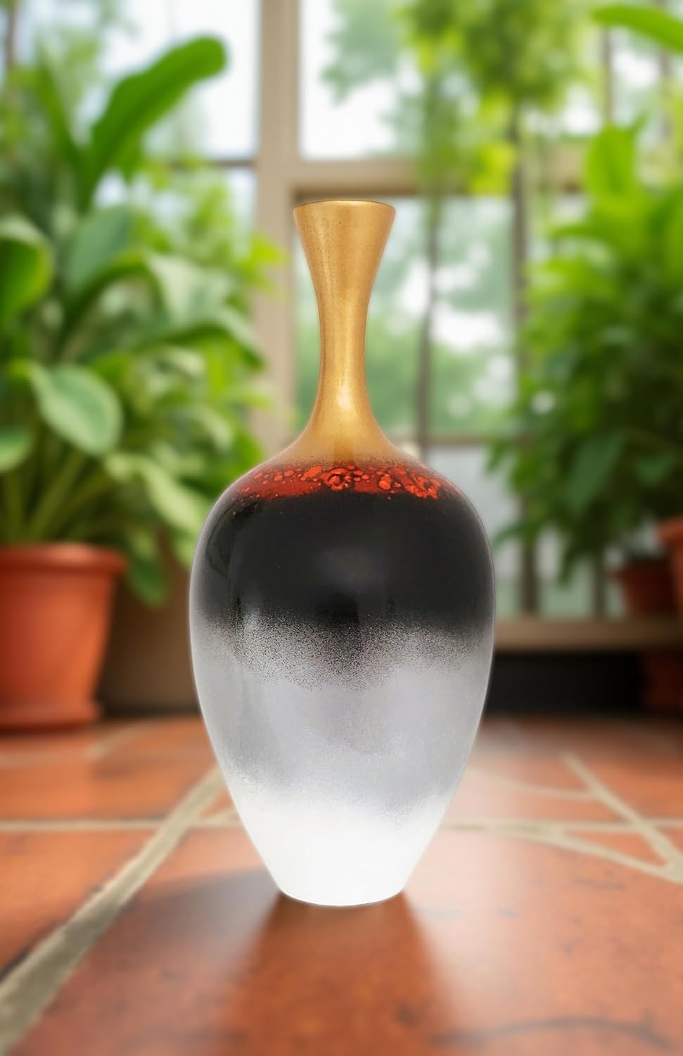 Luxury Gradient Ceramic Vase 45cm Gold Ombre Narrow Neck Home Decor