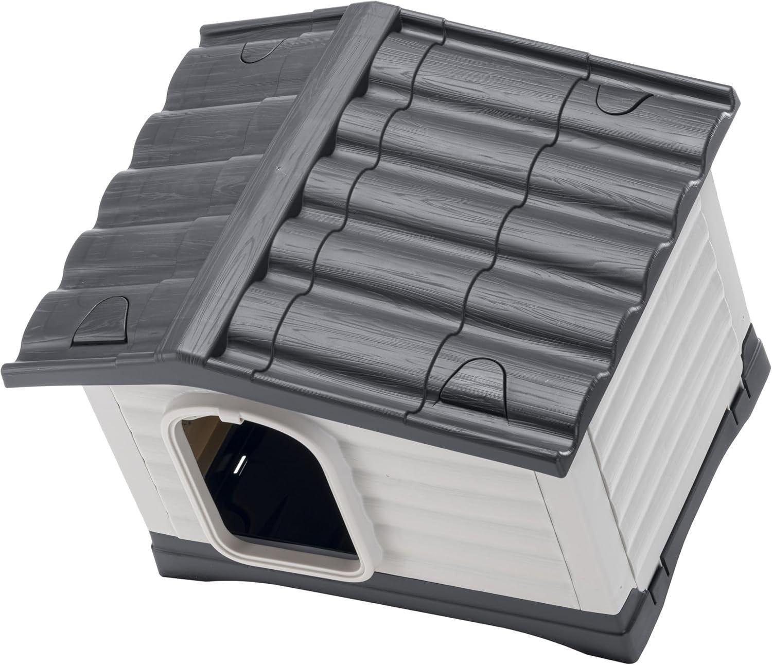 Outdoor Dog Kennel Small with Drainage, Insulating Base & Removable Roof