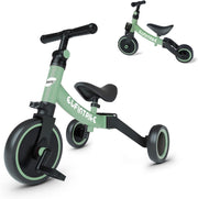 5 In 1 Toddler Tricycle Balance Bike Ride On Toy Removable Pedals Green