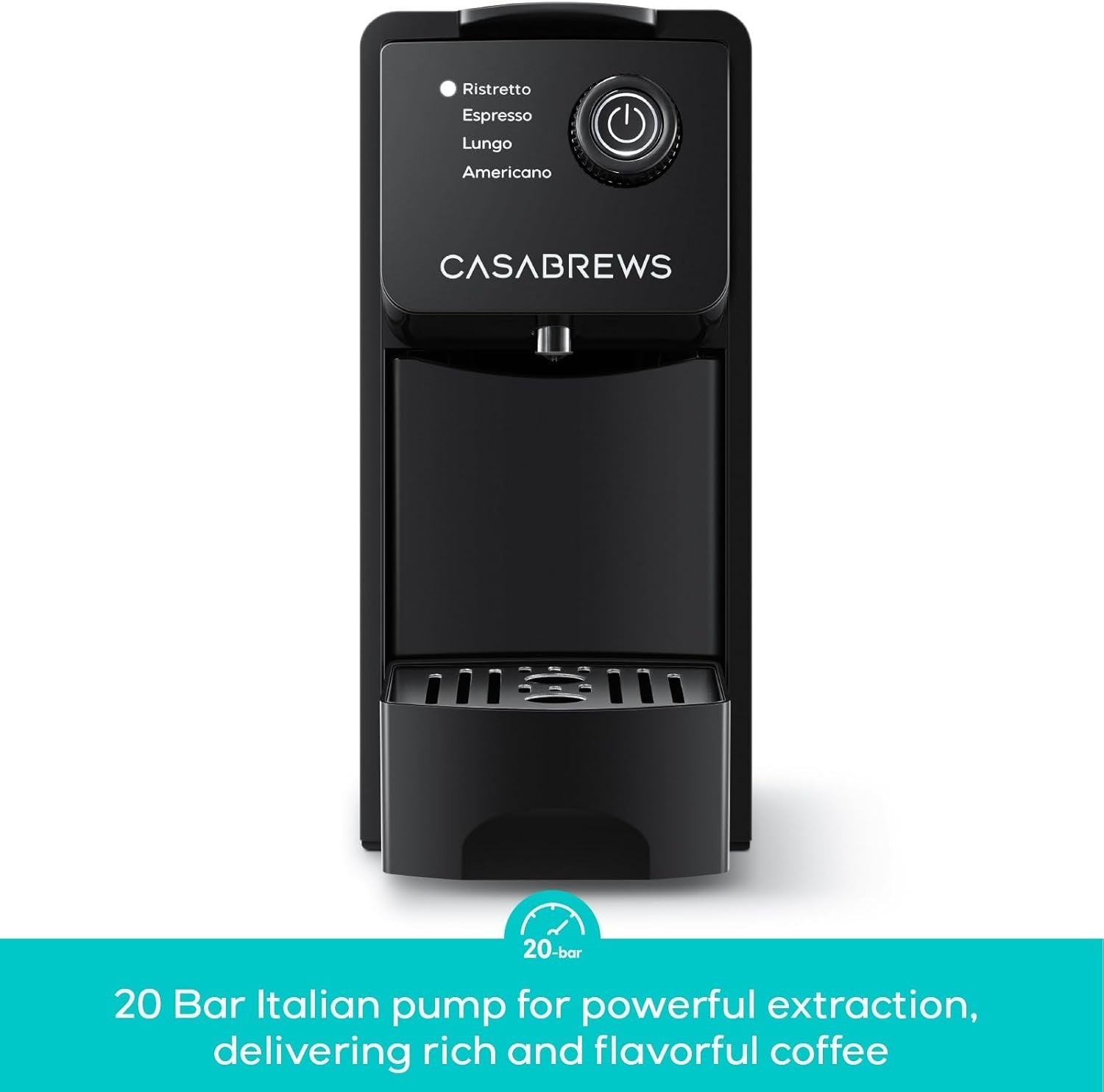 20 Bar Single Serve Espresso Machine for Pods Compact 4 Size Brewer 20oz Tank