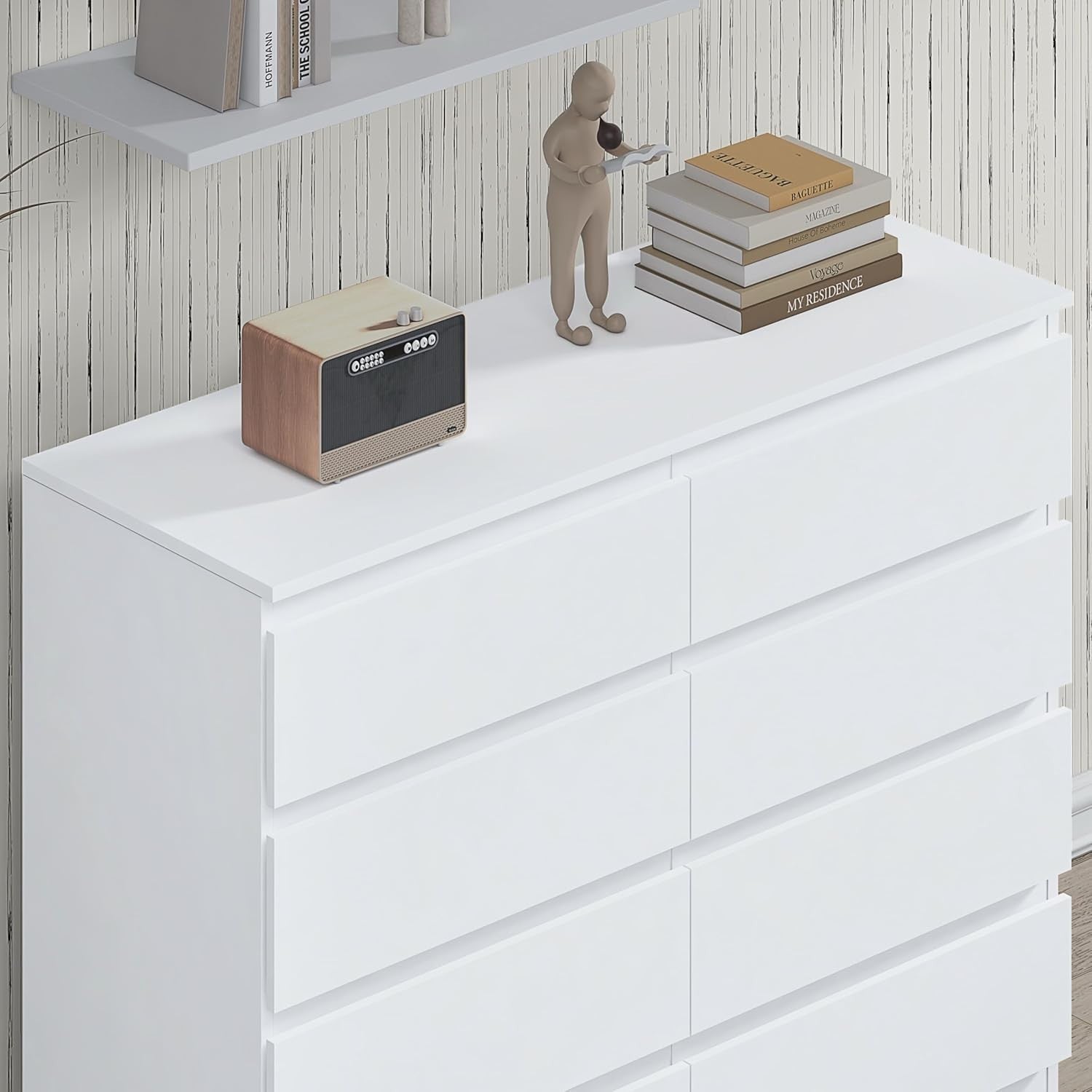 8 Drawer Chest Bedroom Storage Unit White Modern Deep Drawers Wood