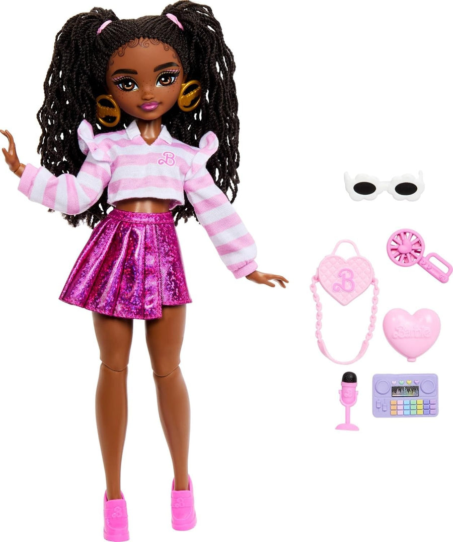 Fashion Doll with Dance Accessories Posable Brunette Hair Removable Outfit