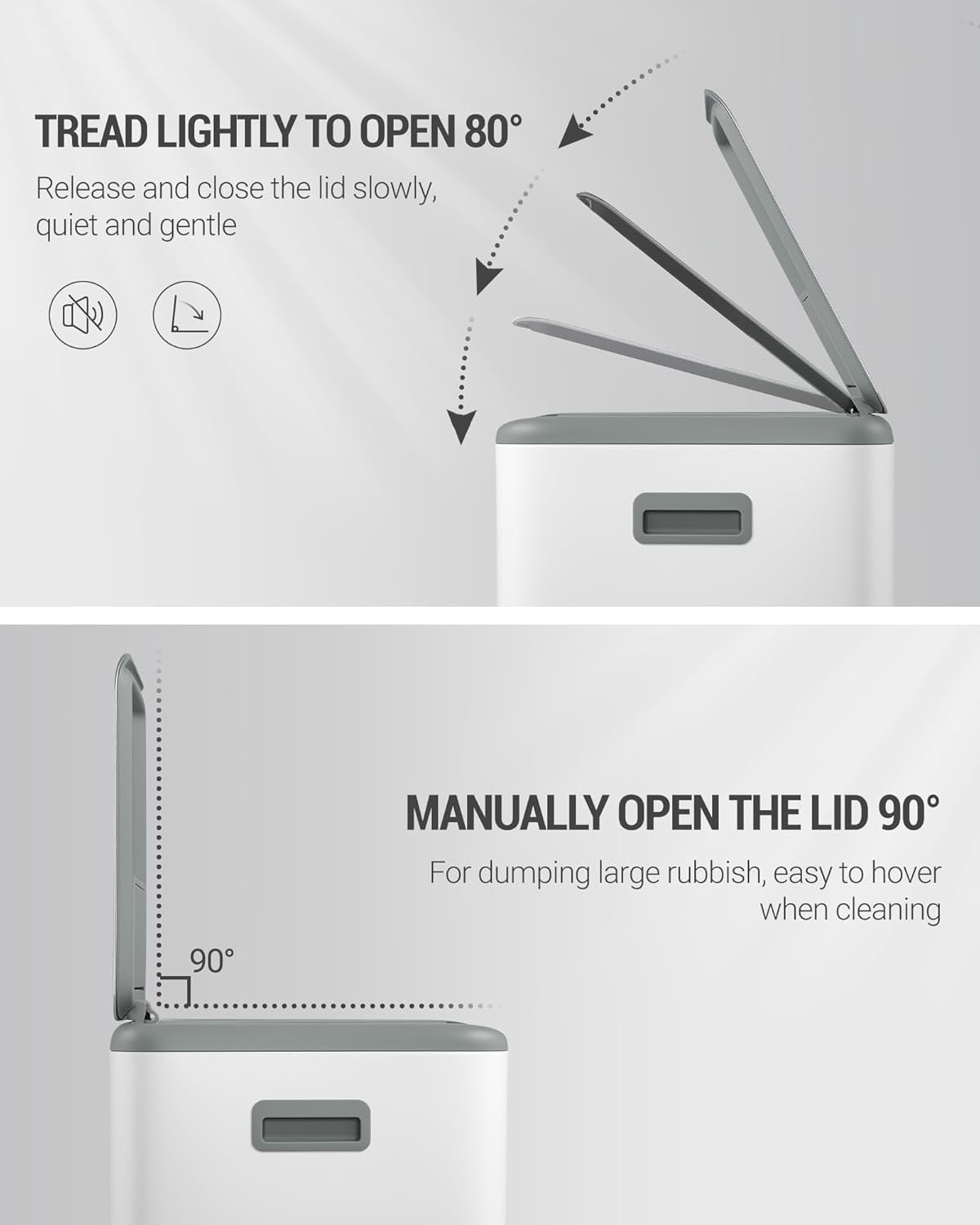 60L Double Kitchen Recycling Bin | 2 x 30L Stainless Steel Pedal Bin White