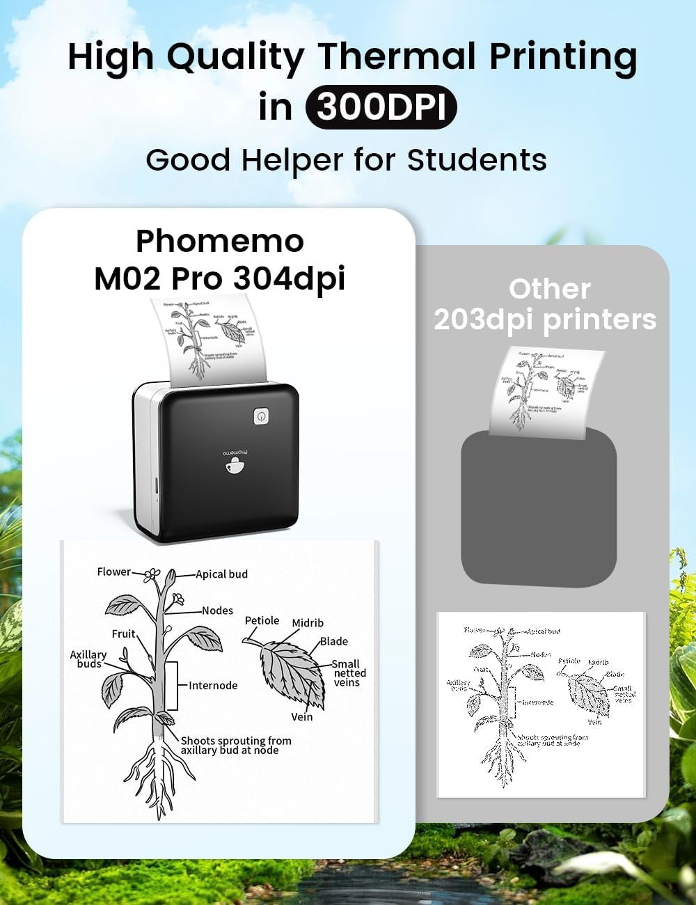 Mini 300DPI Thermal Printer Bluetooth Sticker Label
