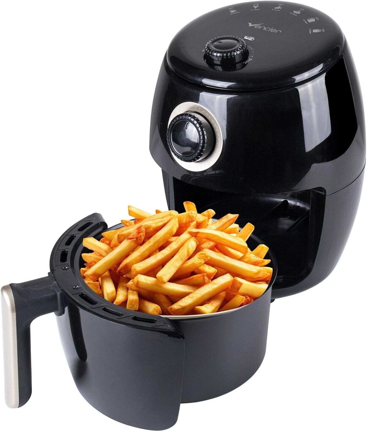 Compact Air Fryer 1000W Rapid Air Cook Healthy Low-Oil Frying Timer Temp Control