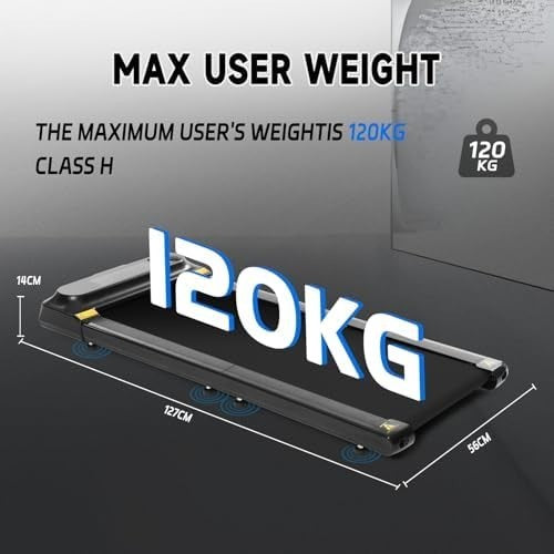 180° Folding Walking Pad 2HP Under Desk Treadmill LED Bluetooth APP Remote 120kg