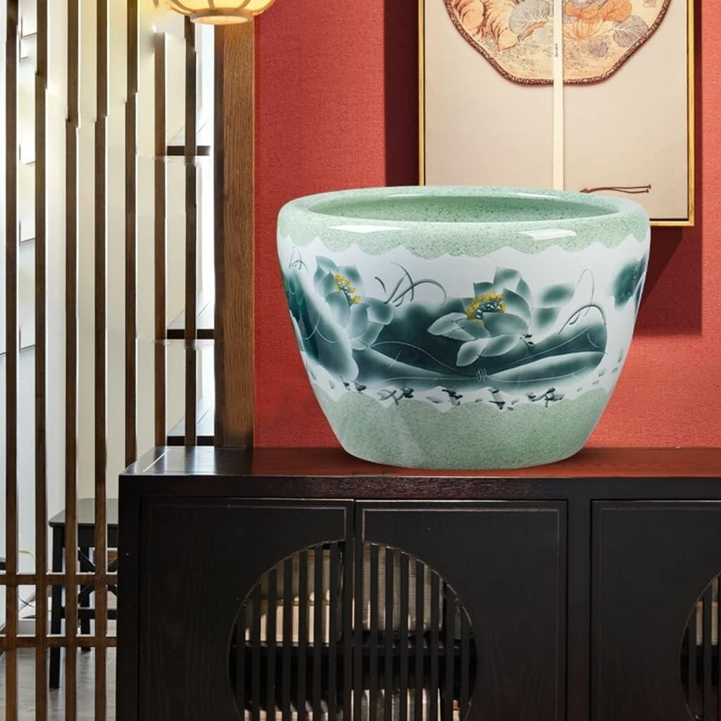 Large Blue & White Ceramic Fish Tank Turtle Pond Indoor Outdoor Bowl